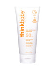 A single Thinkbaby Safe Sunscreen SPF 50+ (6oz) - Family Size tube with broad-spectrum SPF 50, dermatologist recommended, hypoallergenic, and reef-friendly, against a plain white background.