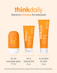 thinkdaily sunscreen products on a beige background