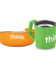 BPA Free Think Cup - Lt. Green and BPA Free Baby Bowl - Orange