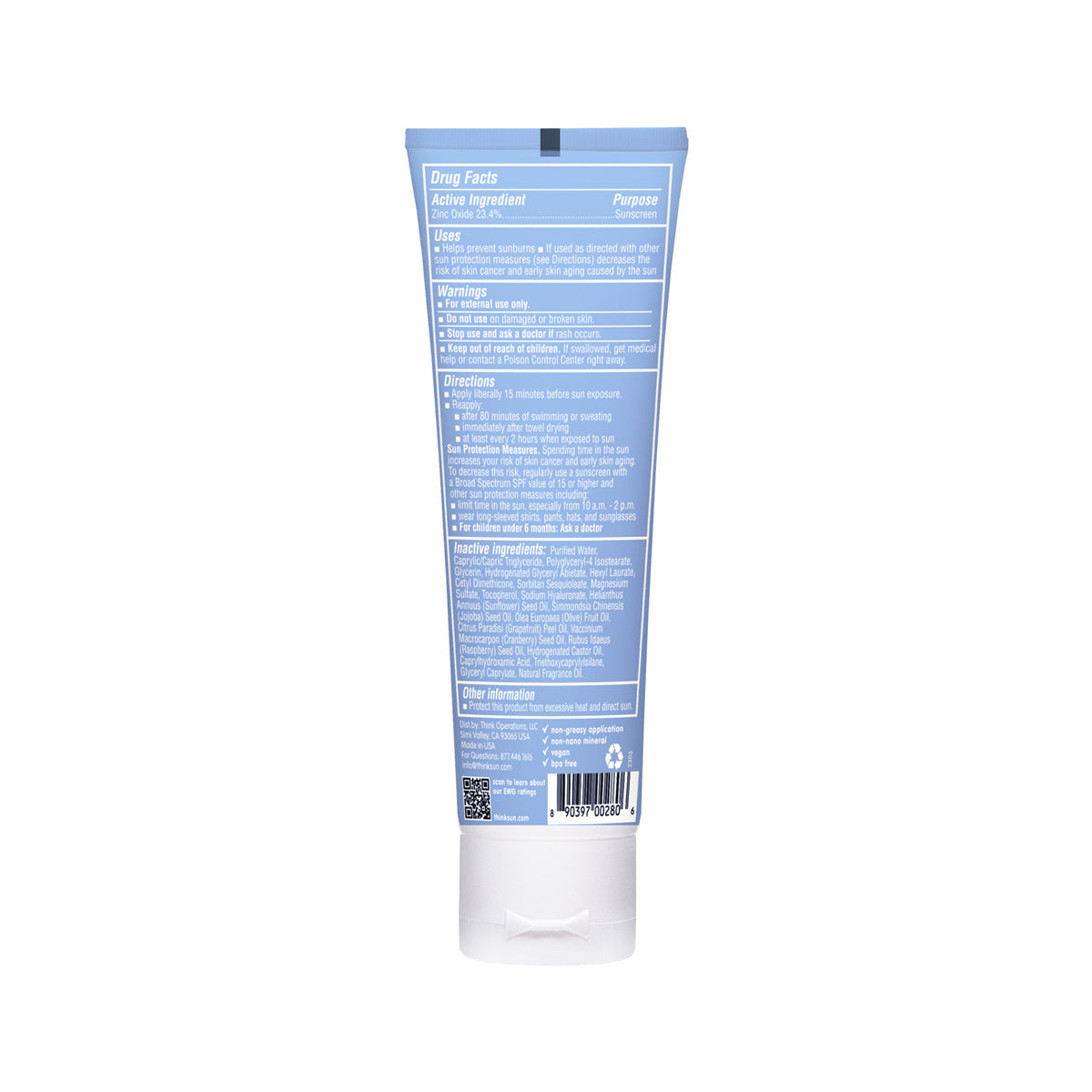 Thinksport Safe Sunscreen SPF 50+ (3oz)