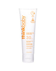ThinkBaby Clear Zinc 30 SPF Sunscreen tube front view, highlighting its broad-spectrum UV protection, hypoallergenic, and reef-friendly formula.