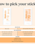 Thinkbaby sunscreen stick comparison chart on a beige background