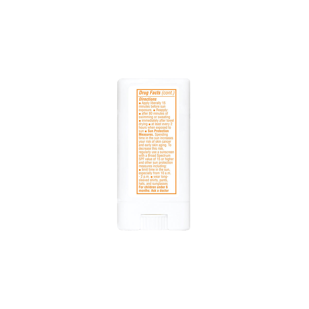 Rectangular product with orange text on a white background